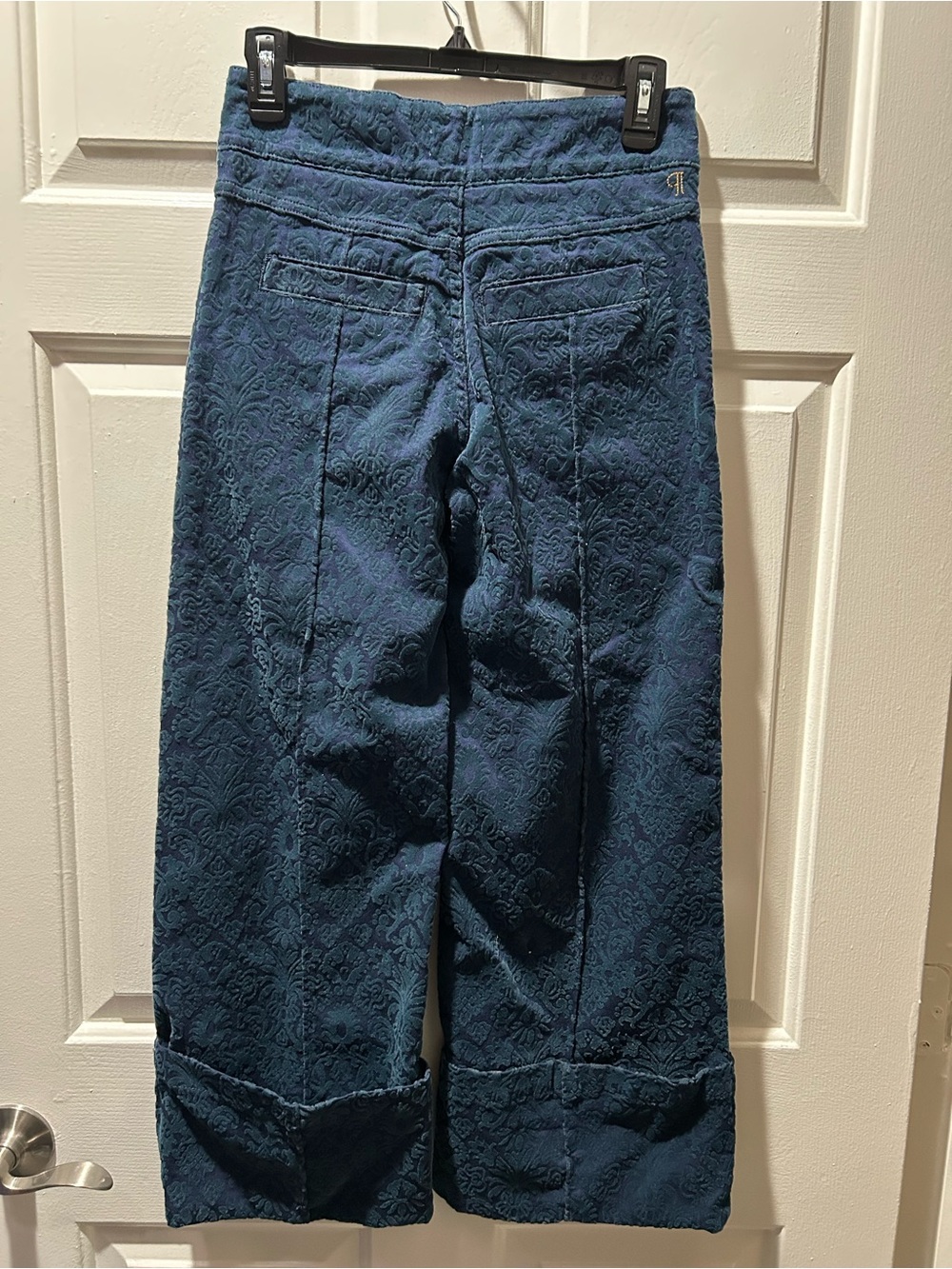 Anthropologie Pilcro Lennox Cuffed Wide-Leg Embossed Cropped Pants Size 25 - Picture 3 of 6